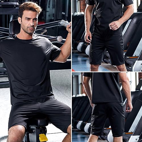 Sauna Shorts for Men Sweat Pants with Drawstring, Heat Trapping Sweat Shorts Sauna Suit for Men Workout Gym Exercise