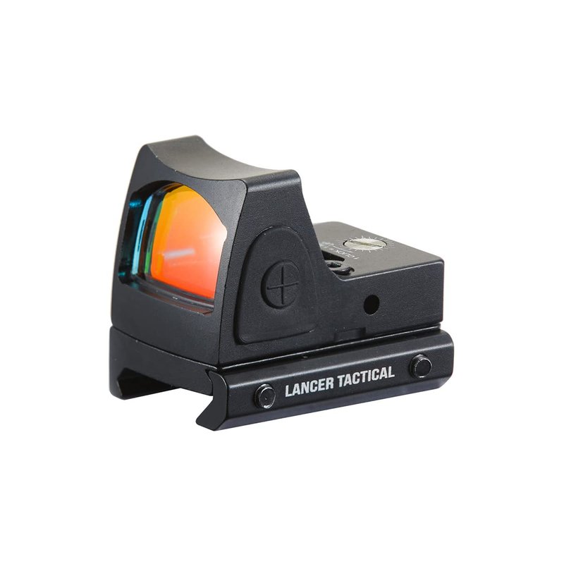 Lancer Tactical Adjustable 20mm Picatinny Airsoft Red Dot Reflex Sight with Glock Mount Airsoft Pistol (Color: Black)