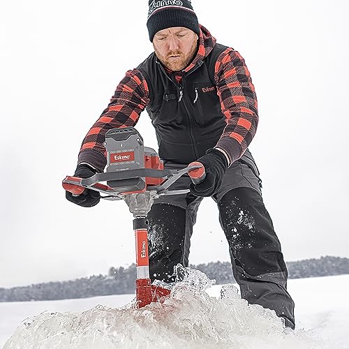 Eskimo E40 10-Inch Electric Ice Auger, Full Power 40V Lithium, Composite Bit, Lightweight Powerhead, Turbo Cutting System Multi-Edge Blades, Red, 45900