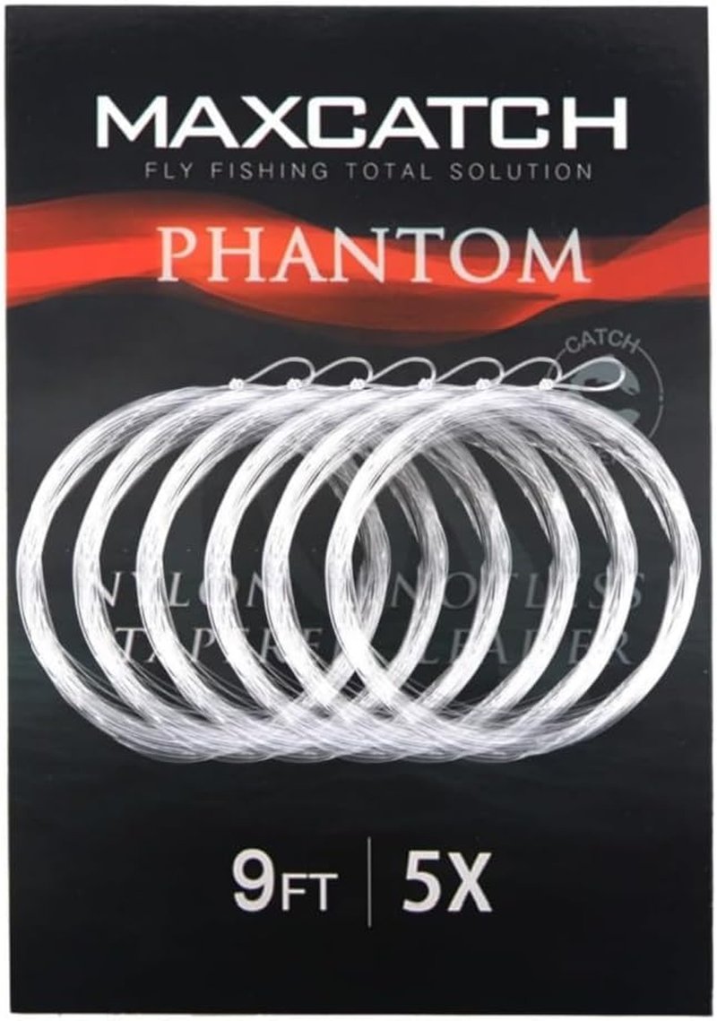 Maxcatch Fly Fishing Tapered Leader Line - 6 Pack with Pre-Tied Loop | Abrasion Resistant, Low Memory, 7.5ft-15ft, 0X-7X