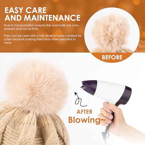 Women's Winter Beanie Warm Hat with Pom Pom,Thermal Fleece Lined Knit Cap, Thick Cable Slouchy Soft for Ski Cold Weather