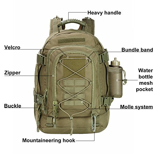 ZSearARMY Large Tactical Backpack for Men Military Backpack with DIY System for Travel, Work,Camping,Hunting,Hiking,Sports (GREEN)