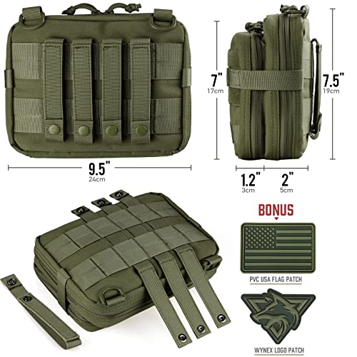 WYNEX Tactical Large Admin Pouch of Double Layer Design, Molle EDC EMT Utility Pouch with Map Sleeve Modular Tool Pouch Large Capacity Flag Patch Included-9.5 inch L * 7.5 inch H * 3.2 inch W.