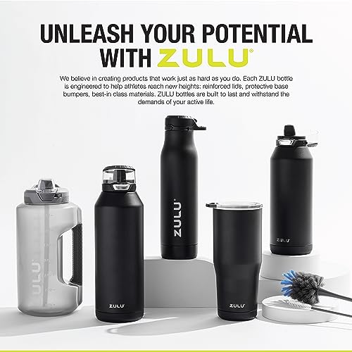 Zulu Ace 18oz Vacuum Insulated Stainless Steel Water Bottle with Chug Spout, Leak-Proof Locking Lid and Removable Base for School, Backpack, Sports, Gym, Travel, Ice Blue