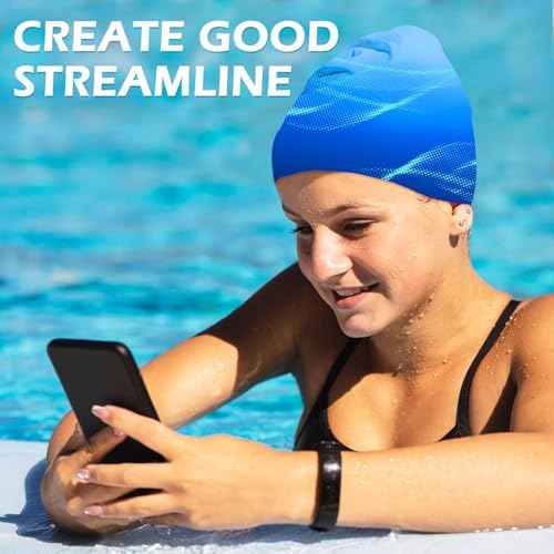 Swim Cap for Women Adult, Silicone Swimming Waterproof Bathing Cap Swimming Hat for Long Hair to Keep Hair Dry