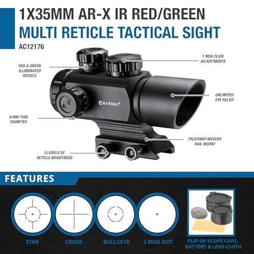 Barska Red Dot Sight ? Compact Reflex Optic Scope with Adjustable Brightness for Rifles, Shotguns, Handguns, and Crossbows