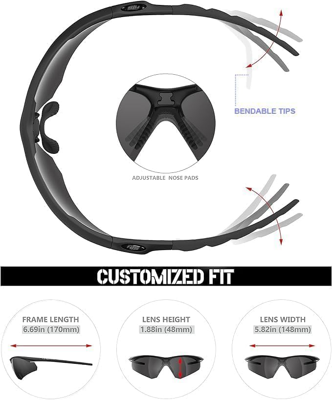 HTS Huntersky Tactical Shooting Safety Glasses - Anti-Fog ANSI Z87.1 Ballistic Eye Protection for Hunting & Airsoft