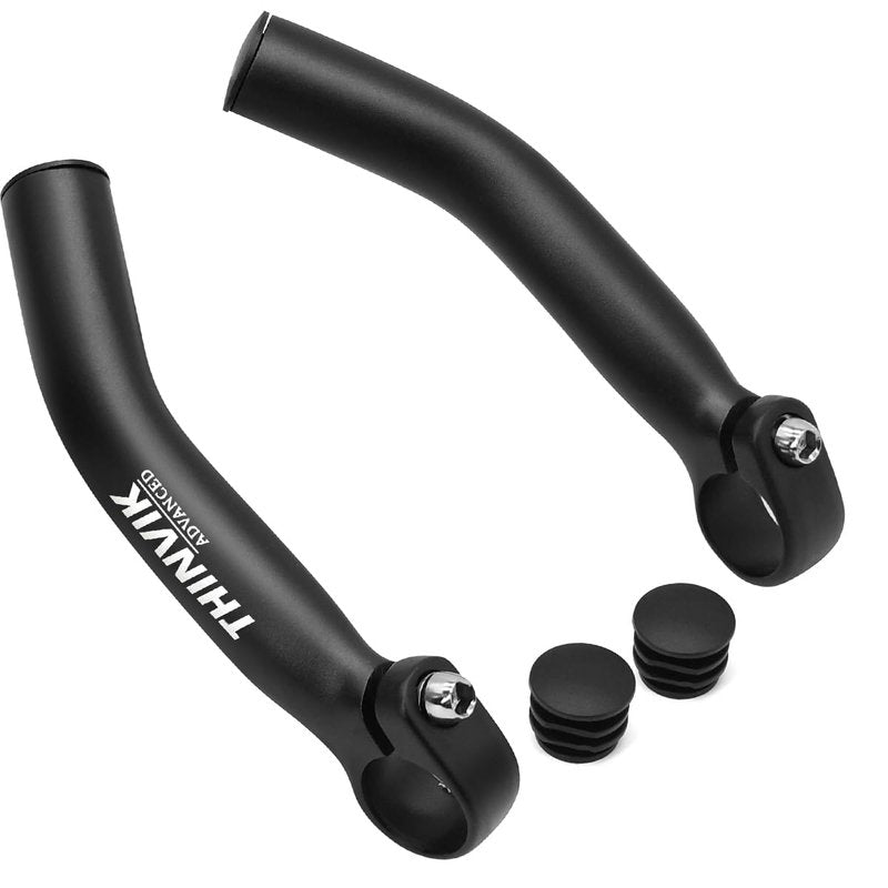 Thinvik Bike Bar Ends, Aluminium Alloy MTB Bicycle Bar Ends, One-piece Forging Bike Handlebar Ends for Mountain Bike, Matte Black - basic