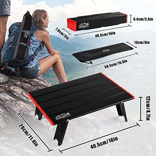 jkwokback Foldable Beach Table Ultralight Aluminum, Mini Folding Camping Table for Picnic Outdoor Hiking Backpack, Black Red