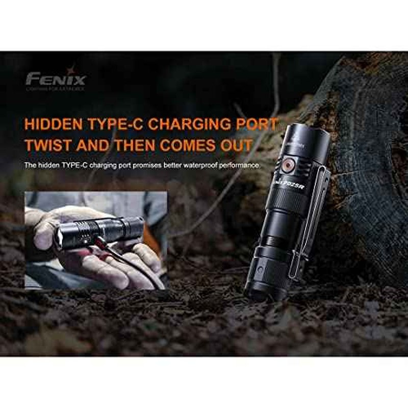 Fenix PD25R 800 Lumen USB-C Rechargeable EDC Flashlight with 2X ARB-L16 and LumenTac Organizer