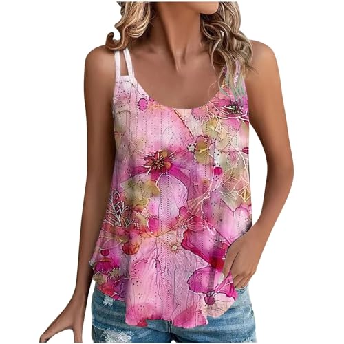 Generic Woolen Tops for Women Sale Womens Golf Shirts Clearance of Sale 2024 Tank Tops for Women Summer Casual Eyelet Embroidery Sleeveless Tanks Spaghetti Strap Flowy Shirt Scoop Neck Pleated Cami