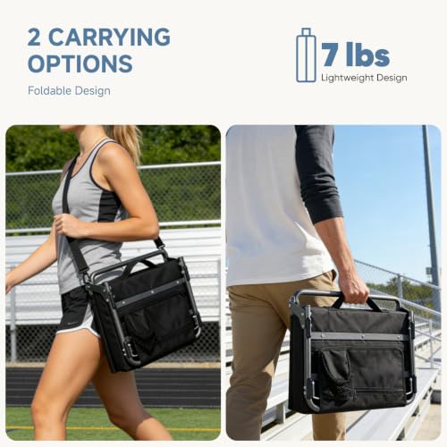 DUMOS Black 2-Pack Stadium Seats with Back Support, Padded Bleacher Chairs