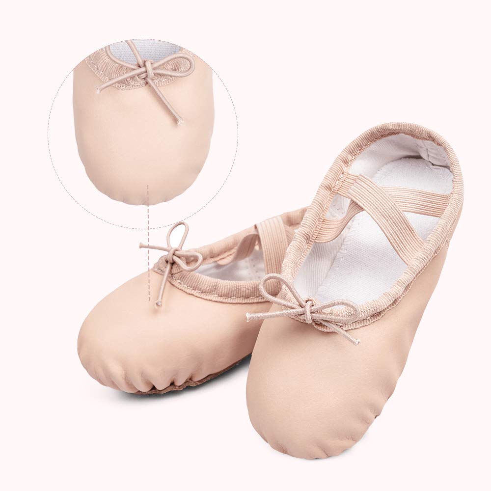 Stelle Ballet Shoes for Girls Toddler Ballet Slippers Soft Leather Boys Dance Shoes for Toddler/Little Kid/Big Kid(Ballet Pink (with Lace), 7MT)