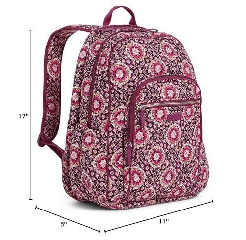 Vera Bradley Women's Cotton Campus Backpack, Raspberry Medallion, One Size