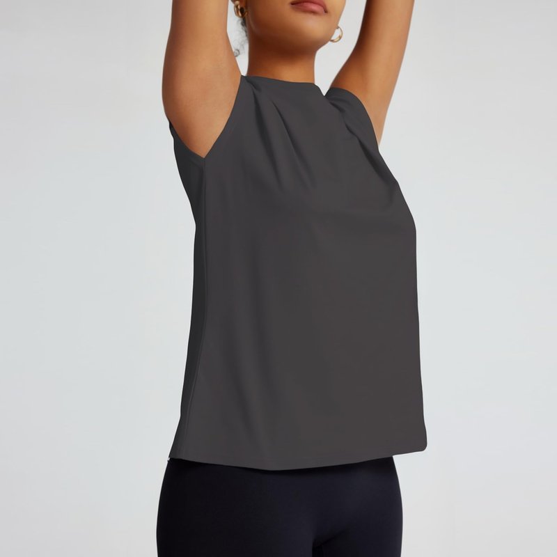 Women's Moisture Wicking Athletic Shirts - Tennis & Pickleball Tops, Gym Workout Tee with Cap Sleeve, Quick Dry Exercise Shirt Dark Grey L