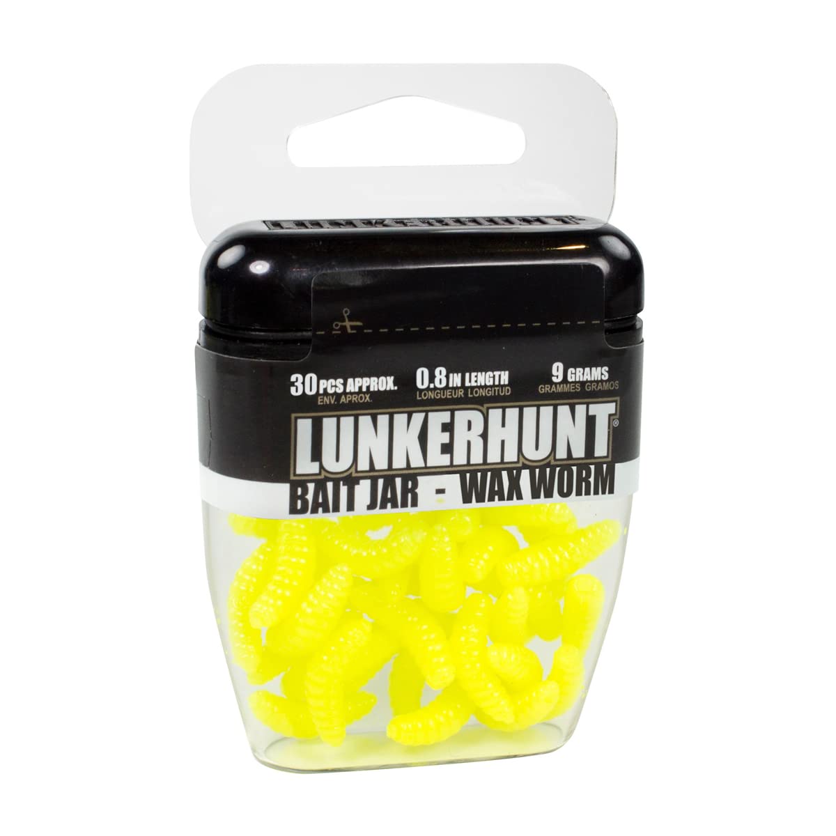 LUNKERHUNT Wax Worm Fishing Bait Jar with Unique Attractant | Durable Wax Worms for Fishing Bass, Fishing Lures Trout and Pike (Yellow)