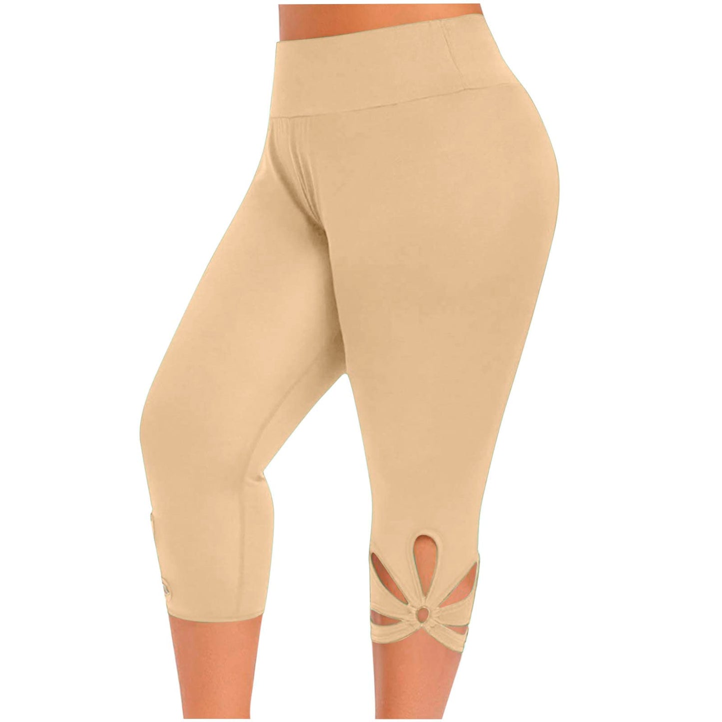 Prime The Day Deals Today 2024,Capri Leggings for Women Plus Size 2024 Summer Capri Pants Stretch Slimming Workout Yoga Pants Hollow Out Leggings Khaki