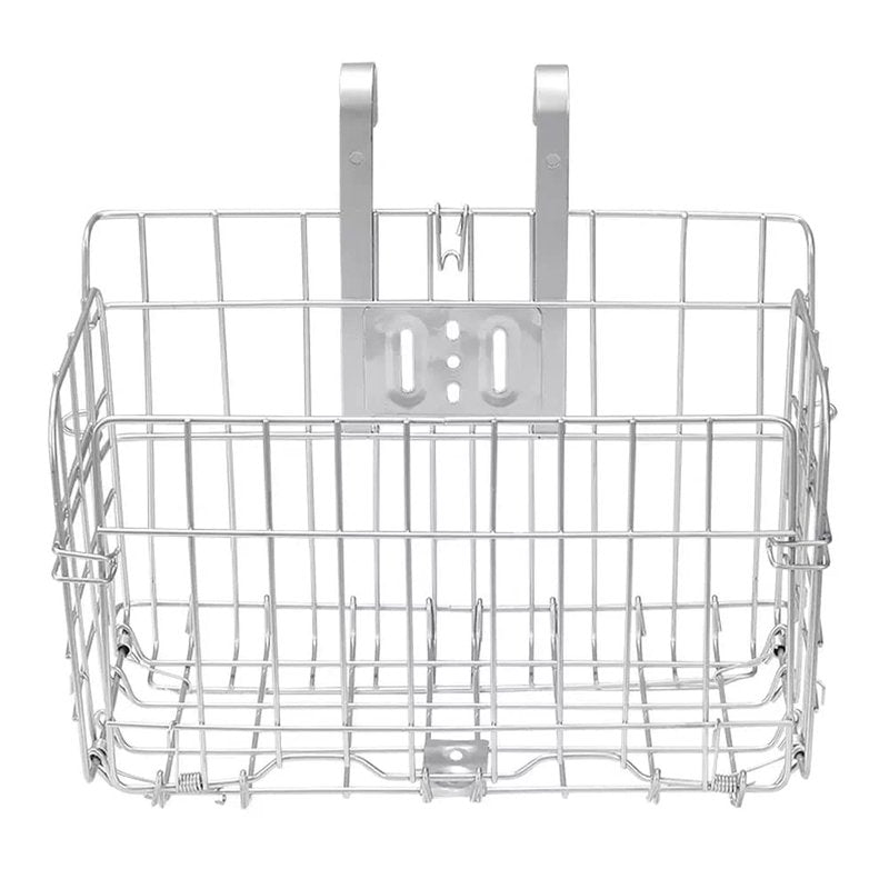 Folding Rear Bike Basket Wire Mesh Fold-Up Detchable Front Bag Rear Hanging Bike Basket Bicycle Bag Cargo Rack for Mountain Bike Accessories Bike Frame Basket 1 Pack (Silver)