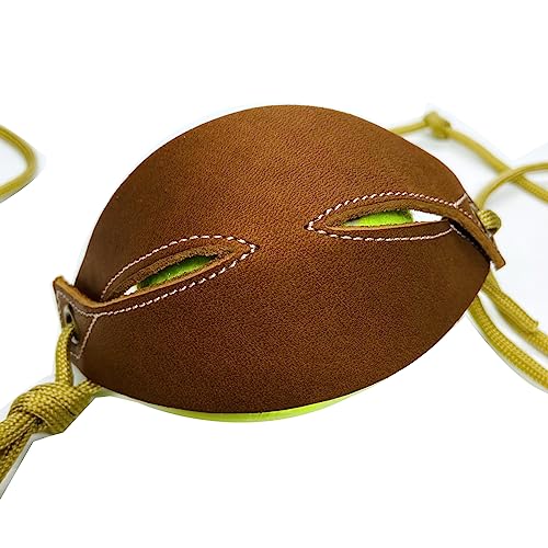 Parallel Halo Leather Shepherd Sling Handmade Paracord Shepherd Tennis Ball Thrower (brown)