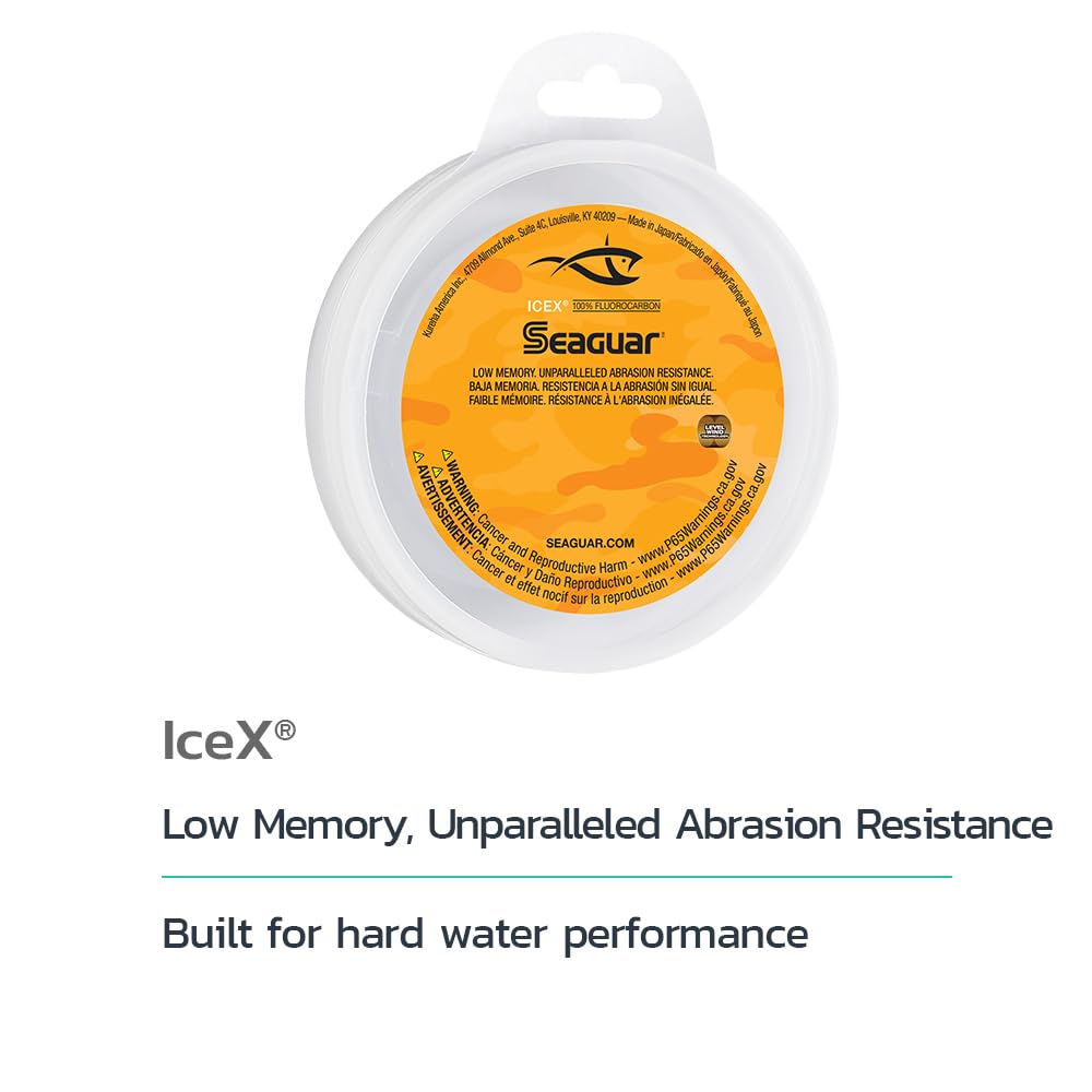 Seaguar IceX 100% Fluorocarbon Fishing Line , Abrasion Resistance, Made for Hard Water 4lbs, 50yds Break Strength/Length - 04ICE50