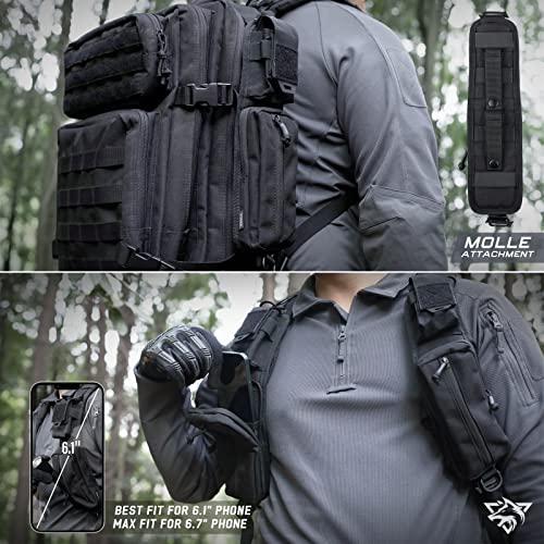 WYNEX Molle Accessories Pouch of Double Zipper Pocket Version, Backpack Strap Pouch Shoulder Strap Molle Attachment Tactical Accessories Bag Shoulder Starps Zipper Pocket Additional Phone Holder