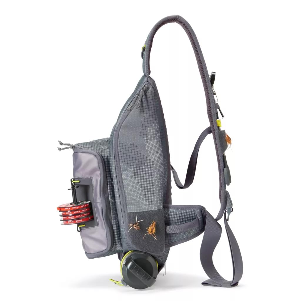 Orvis Fly Fishing Sling Pack - 100% Recycled CORDURA with 11L Storage, Tippet Whippet, Water Bottle Pocket & Left-Shoulder Design, Steel Camo - OS