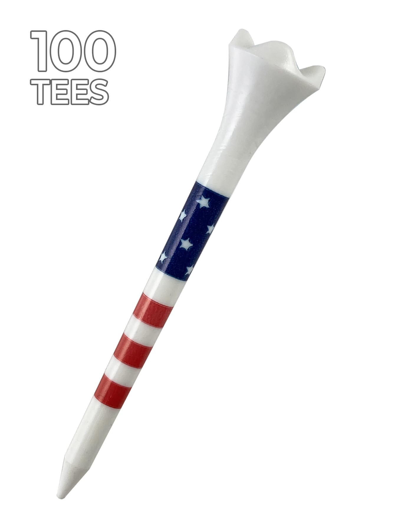 Pride Golf Tee Performance Plastic Golf Tees - Stars & Stripes - 100 Count, 3-1/4 Inch - Less Friction and Longer Drives - Made in the USA