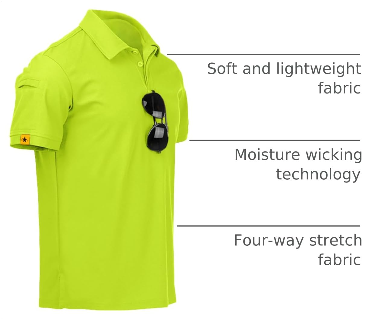 ZITY Mens Polo Shirt Short Sleeve Sports Tactical T-Shirt Athletic Golf Polos Daily Casual Stylish Collared Shirts for Men Lemon Green XX-Large