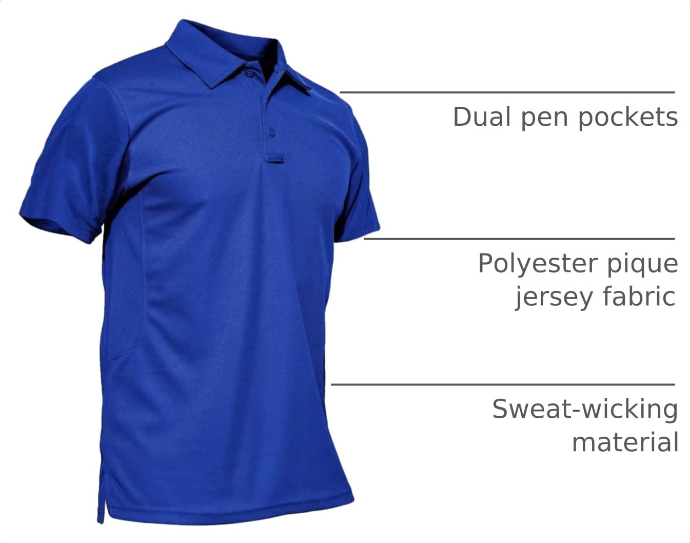 MAGCOMSEN Work Polo Shirts for Men Golf T-Shirts Quick Dry Shirts Summer Shirts Golf Polo Shirts for Men Blue M