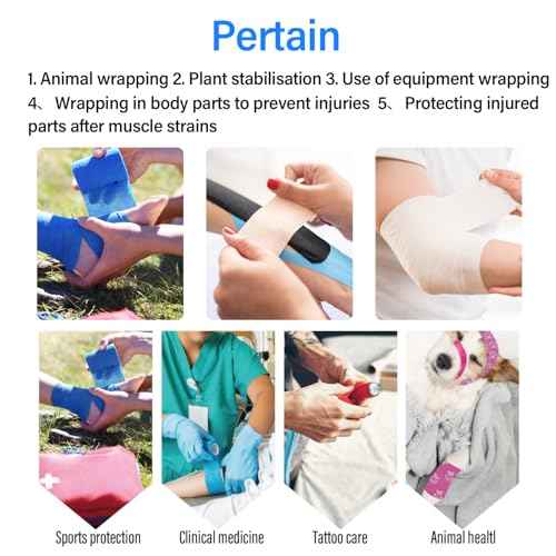 OZER 12 Pack 4 Inch x 5 Yards Self Adhesive Bandage Breathable Cohesive Bandage Wrap Rolls Elastic Self-Adherent Tape for Stretch Athletic,Sports,Wrist, Ankle