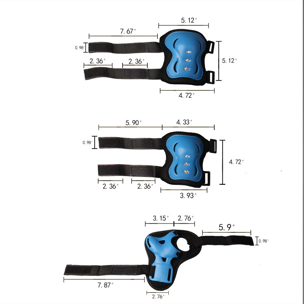 Kids Skateboard Protective Gear Boys Bike Helmet and Knee Pads Set with Elbow Pads Adjustable for 5-12 Years Kids Bicycle Roller Skates Kick Scooter Hoverboard Blue