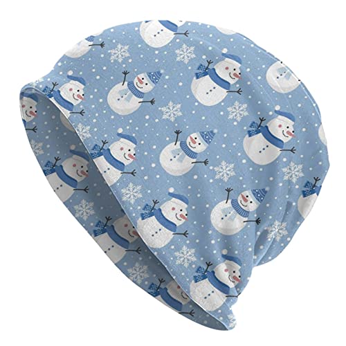 LAIPUTER Christmas Cute Snowman Beanie Standard Closed Chemo Knitted Hats Baggy Slouchy Skull Cap Cancer Headwear for Women Men