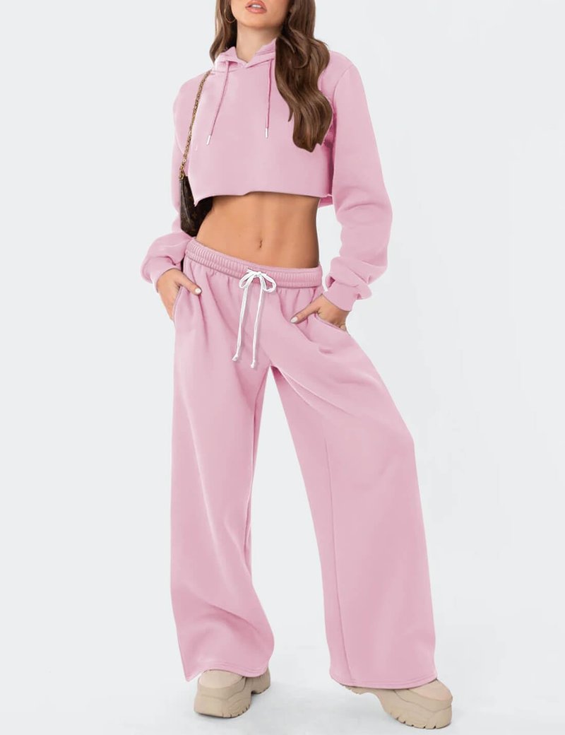 HeSaYep Women's Fleece Lined Sweatpants Wide Leg Baggy High Waisted Sweat Pants Drawstring Lounge Trousers Y2K Straight Leg Sherpa Pants Light Pink S