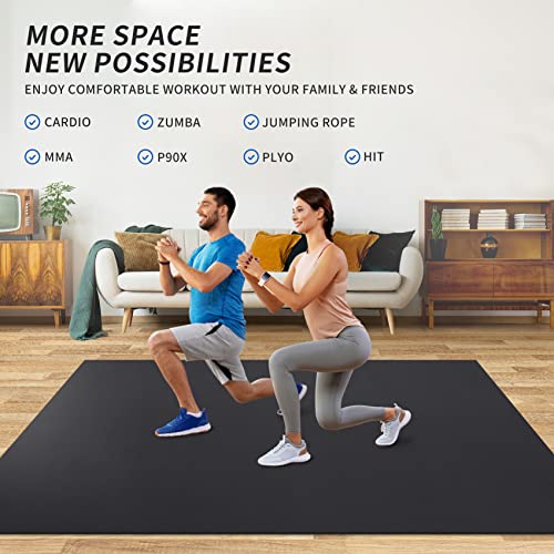 Extra Large Exercise Mat for Home Workout 96 x 54 inch, Workout Mats for Home Gym Flooring, Thick Ultra Durable Cardio Mat, Ideal for All Intense Fitness- Shoe Friendly, Eco Friendly