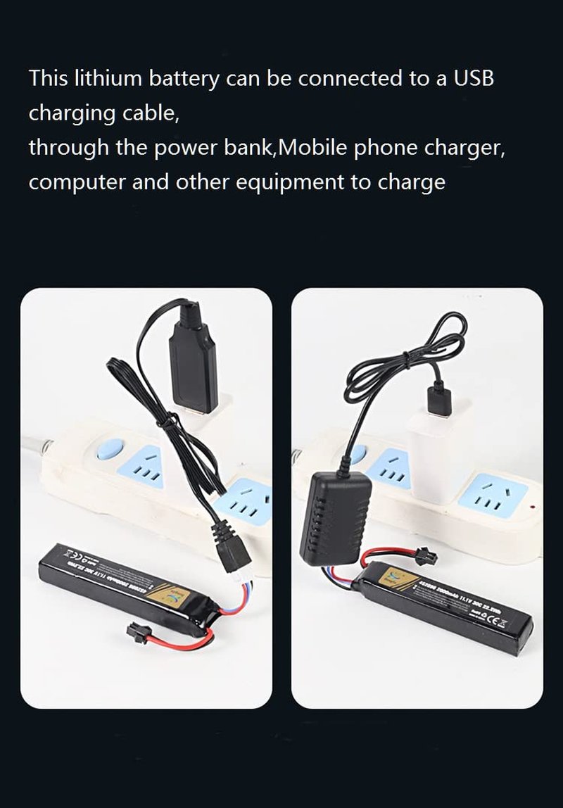 11.1V lipo Airsoft Battery 1400mAh 30C Rechargeable Hobby batteries with T Plug to Mini Tamiya Cable JST XH Connector Universal 11.1 Battery for electric Airsoft Guns splat ball gun Rifle Model
