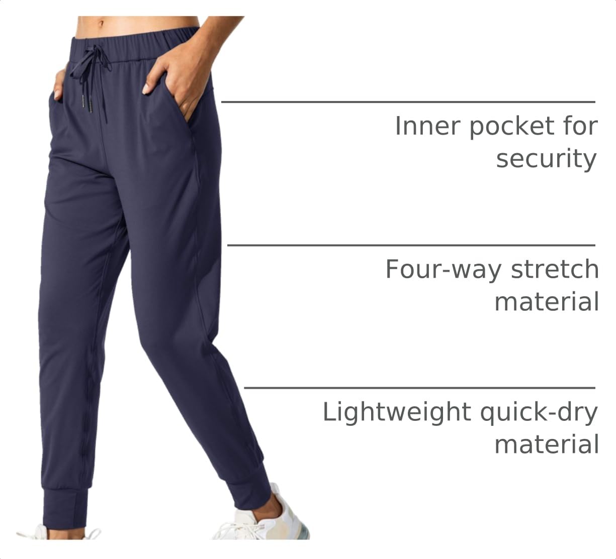 SANTINY Women's Joggers Pants Pockets Drawstring Running Sweatpants for Women Lounge Workout Jogging(Navy_L)