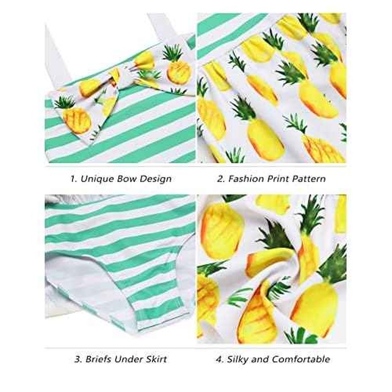 Arshiner Girls One Piece Swimsuits Print Bow Decor Adjustable Straps Beach Surf Bathing Suit