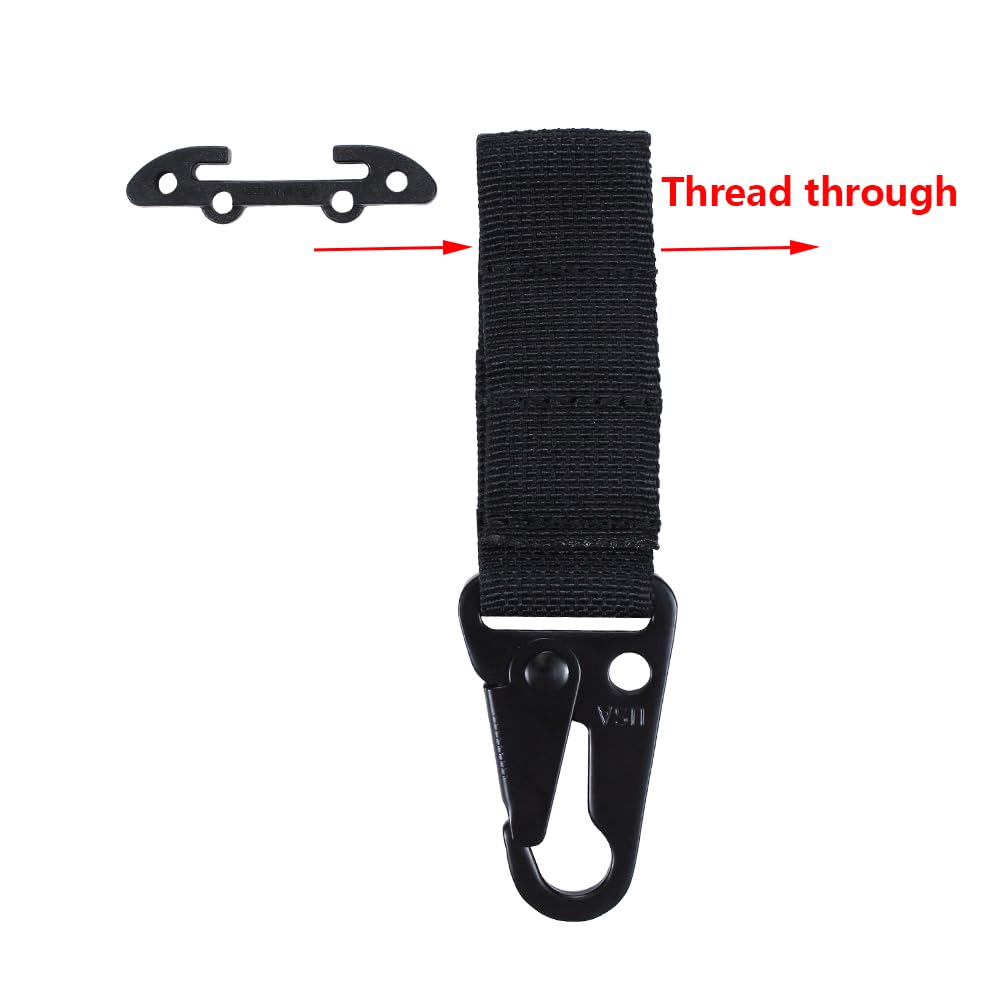 Tactical Gear Clip Clash Hook Hanging Carabiner T-Mount MOLLE Webbing Battle Belt Clip Metal Key Holder Vest Accessories (Black Clash Hook(2pack))