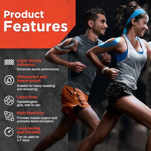 OK TAPE Synthetic Kinesiology Tape Precut Strips, Waterproof Kinesiology Athletic Tape for Joint & Muscle Support, Reflective and Durable Tape, 2in¡¿16.4ft Roll 20PCS | Pink