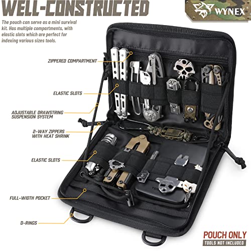 WYNEX Tactical Folding Admin Pouch, Molle Tool Bag of Laser-Cut Design, Utility Organizer EDC Medical Bag Modular Pouches Tactical Attachment Waist Pouch Include U.S Patch