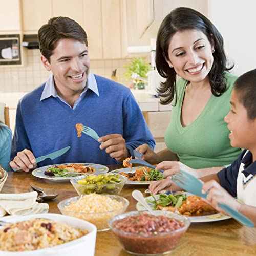 Knives Spoons and Forks Set, Wheat Straw Cutlery Set, Reusable Flatware Set for 5, Utensils for Party, Travel, Work, Picnic, Camping or Daily Use