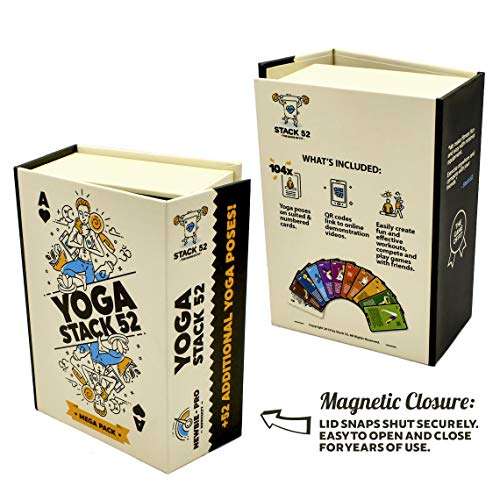 Stack 52 Yoga Exercise Cards: Designed by Certified Yoga Instructor. Video Instructions Included. Beginner to Advanced Poses and Asana Workout Games. Improve Fitness and Flexibility. (Mega Pack)