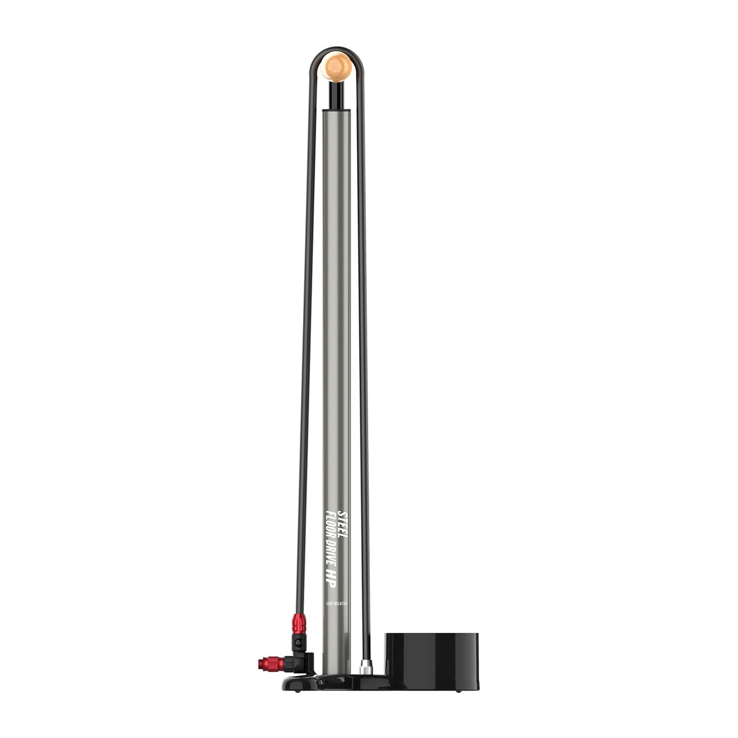 LEZYNE Steel Floor Drive 3.5 High Pressure Bicycle Floor Pump with 3.5" Analog Gauge - Durable 220 PSI Tire Air Pump for Road/Track Bikes - ABS-1 Pro Chuck Fits Presta & Schrader Valve - Flat Gray