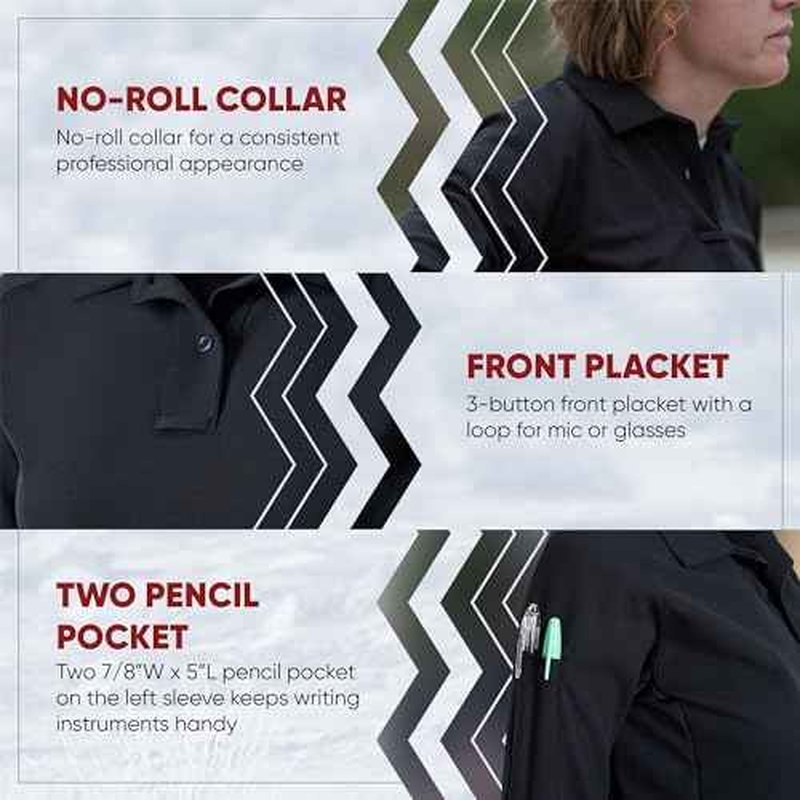 Vertx Womens Tactical Polo Shirt, Long Sleeve T-Shirt, Breathable, Moisture-Wicking, Outdoor Performance Tactical Clothing