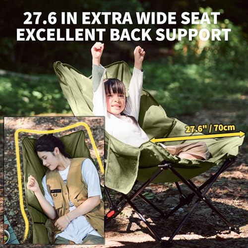 Naturehike Seastar Padded Camping Chair, Oversized 2-Position Adjustable Folding Chair, Portable Camp Chair with Side Pocket & Carry Bag