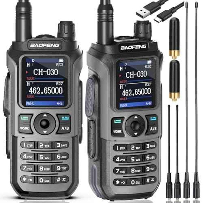 BAOFENG GMRS Radio GM21 GMRS Ham Radio Handheld Radio Long Range Walkie Talkies for UV-5R Rechargeable Two Way Radio 999 Channels NOAA Weather Radio DTMF Copy Frequency Battery USB-C Charger(2 Pack)