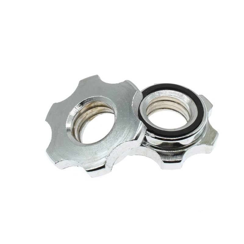 HAJXZH Barbell Spin-Lock Collars 2-Pack 25mm Hex Nut Anti-Slip Screw Collars for Weight Lifting, Compatible with Standard Barbell and Dumbbell Fitness Equipment