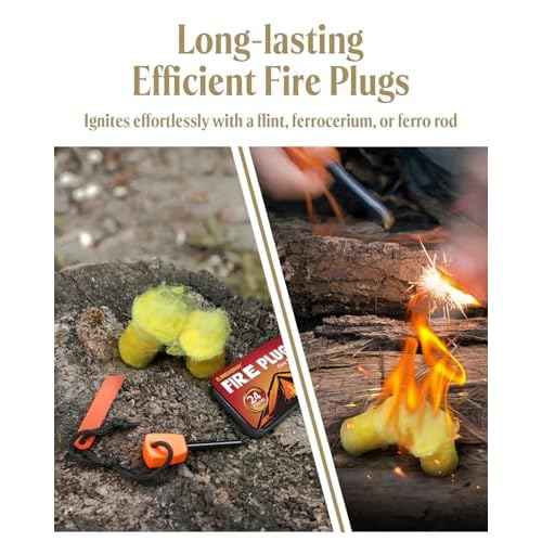 Fire Plugs Fire Starters - Windproof Fire Starter for Campfires Long Brun Time - Fire Starters for Fireplace,Chimney,BBQ Grill,Camping Fire,Wood Stove - Emergency Survival Tools 24pcs