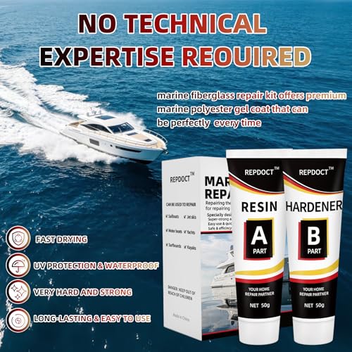 REPDOCT Fiberglass Boat Repair Kit - White Marine Gel Coat for Watercraft