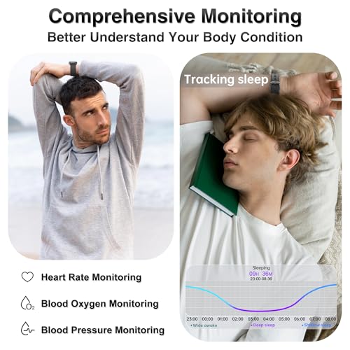 Health Fitness Tracker, Smart Watch with 24/7 Heart Rate Blood Pressure Blood Oxygen Monitor, Sleep Tracker, Calories & Step Tracker, IP68 Waterproof Activity Trackers for Android&iPhone Women Men